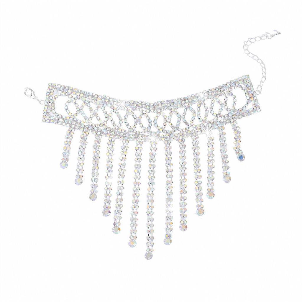 Exaggerated Rhinestone Tassel Bracelet: Shiny Wide-Edge Bangle for Women