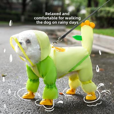Cachorro Bonito Forma de Leão Tração Capa de Chuva de Quatro Patas Cachorro Médio e Pequeno Teddy Roupa à Prova de Chuva para Sair Poncho para Animal de Estimação