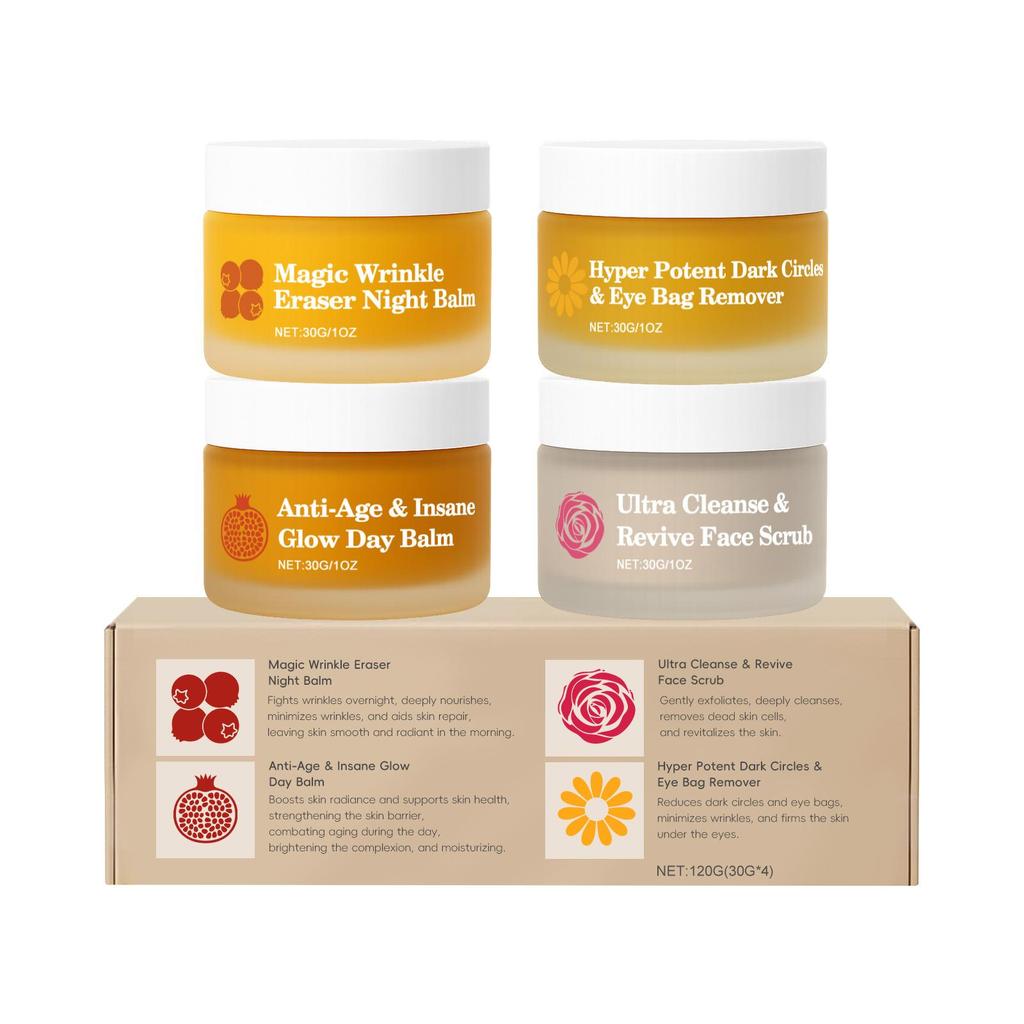 Tag Nacht Hautpflege Set Straffende Feuchtigkeitsspendende & Hautbarriere Reparatur Creme Straffende Aufhellende Gesichts-Peeling Nährende Augenpflege Kombi