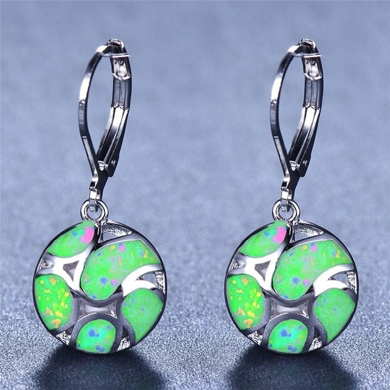 Boho Vintage White Imitation Fire Opal Long Dangle Earrings For Women Geometric Triangle Purple Zircon Earrings Wedding