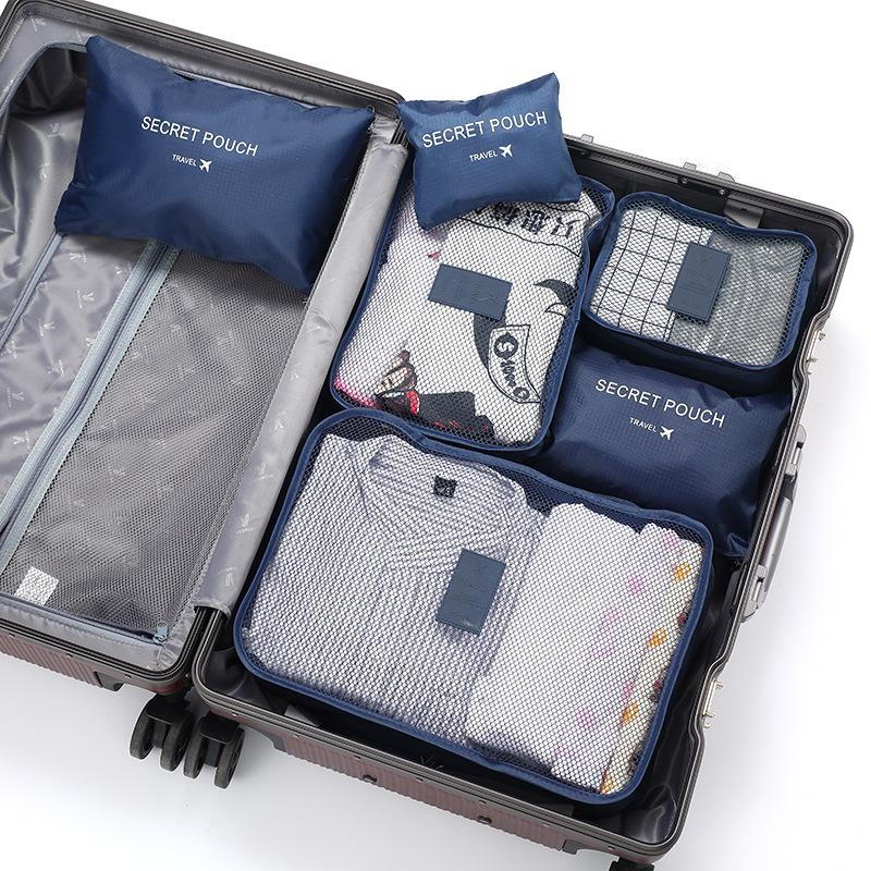 6-teiliges Reise-Aufbewahrungsset für Koffer, Packset, Aufbewahrungskoffer, tragbarer Gepäck-Organizer, faltbarer Organizer für Kleidung und Schuhe