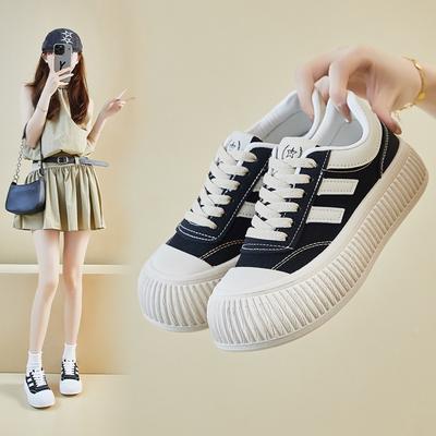 Summer Canvas Shoes New Style of Female Students' Thick-soled High-rise Shoes Breathable Casual Street Photography