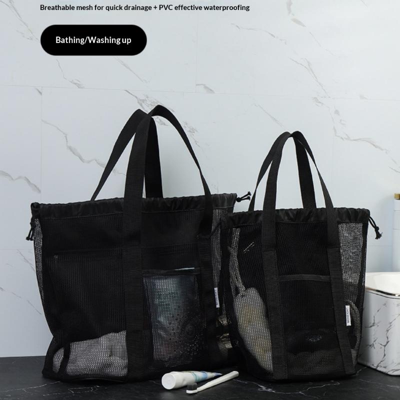 Strandtasche 1 Stück Große Kapazität Netz-Tragetasche Ideal für Sommer-Kosmetik und Waschzeug-Aufbewahrung