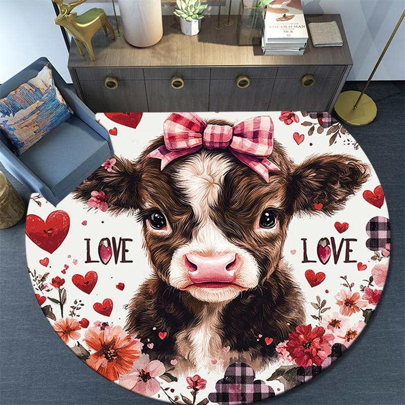 Calf Round Area Rug,Carpet Rug for Living Room Bedroom Sofa Playroom Decor,Non-slip Floor Mat