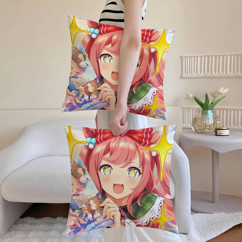 U-Uma Musume Agnes Digital Pillow Case Sofa and Living Room Decorative Cushion Covers Dust-proof and Mite-proof Invisible Zipper
