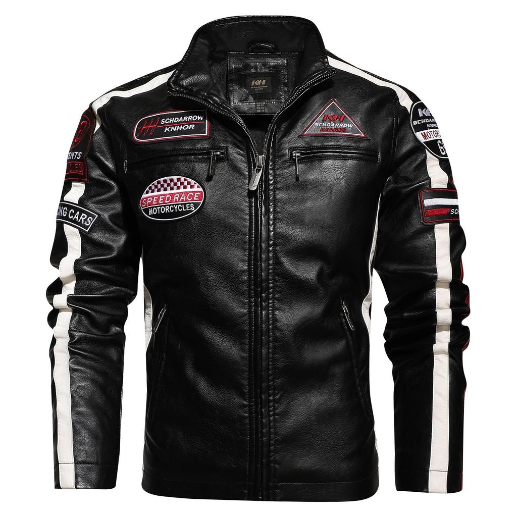 Leather Men's Autumn And Winter Motorcycle Jackets Embroidered Stitching Men's Leather Jackets