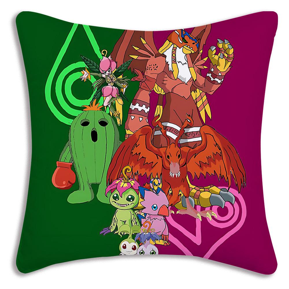 Anime For D-Digimons Pillow Covers Cartoon Sofa Decorative Home Double-sided Printing Short Plush Cute Cushion Cover