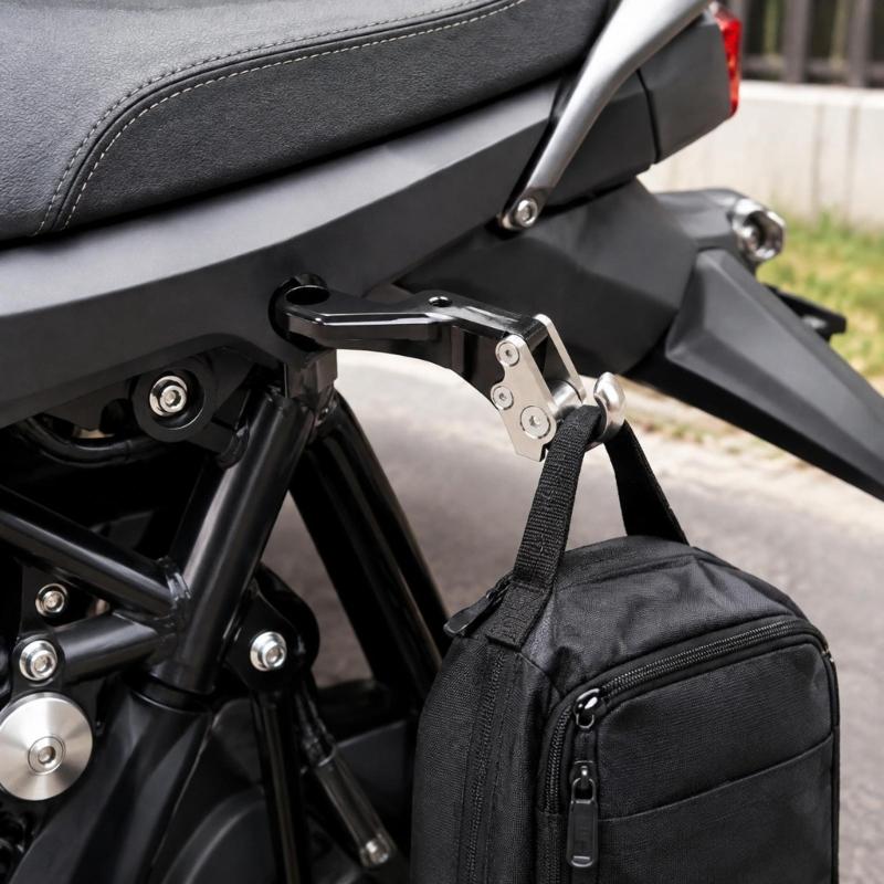 Curved Motorcycle Carry Hook for Shopping and Personal Bags, Accessory Mount Design with Included Mounting Screw Pack