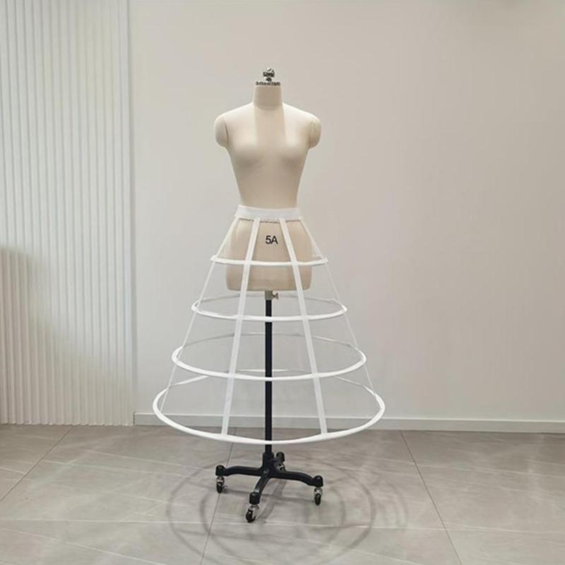 Elastic Hoopskirt Pannier Cage Crinoline Petticoat Skirt With Fishbone Design For Cosplay Wedding Formal Event Costume