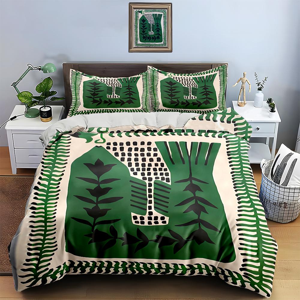Green leafy design Bedding Duvet cover sets Duvet covers Pillowcases gifts (1 * Duvet Cover 2 * Pillowcases, without duvet insert)