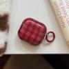 Fashion Retro Wine Red Grid Gloss Soft Silicone Headphone Cases for AirPods 1 2 3 4 Pro 2 Pro3 Cute Pendant Protection Cases