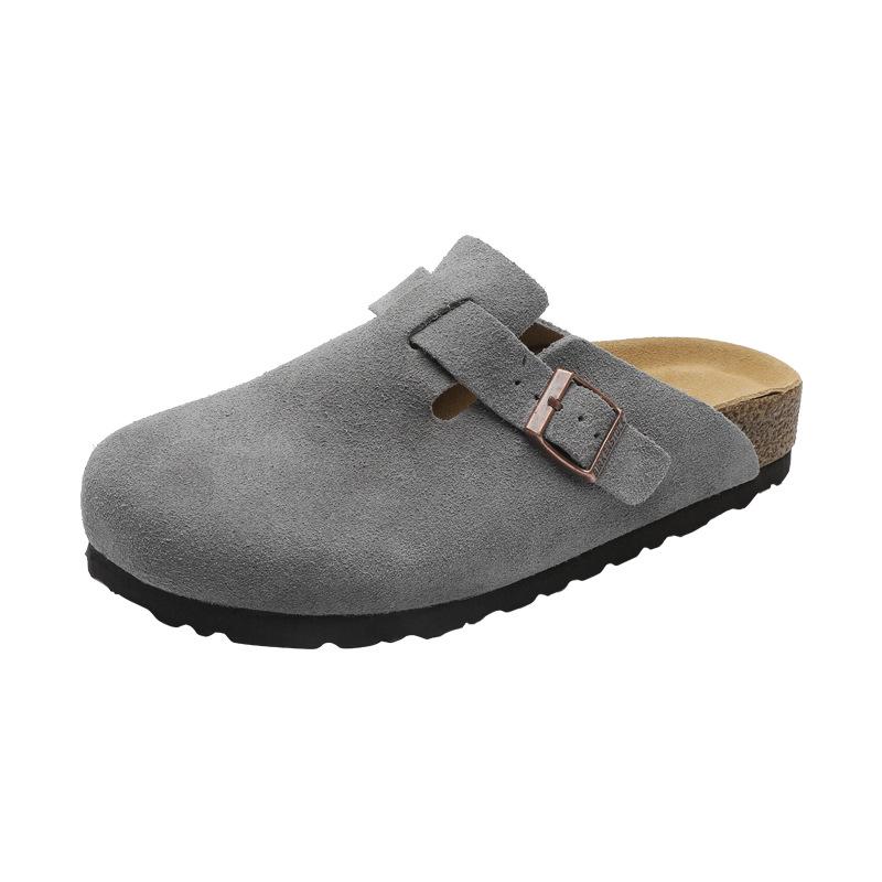 BK Čisté Originálne Kožené Unisex Drevené Šľapky s Hrúbkou Korkovou Podrážkou, Ležérne Papuče s Otvorenou Špičkou