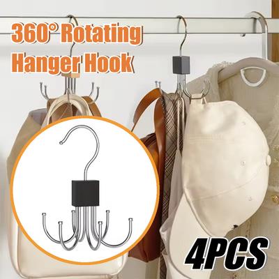 Gancho Colgador de Almacenamiento Giratorio 360° Multigancho Metal para Bolsos Cinturones Estante Organizador de Madera Para Sujetadores Corbatas Bufandas Accesorios de Armario Doméstico