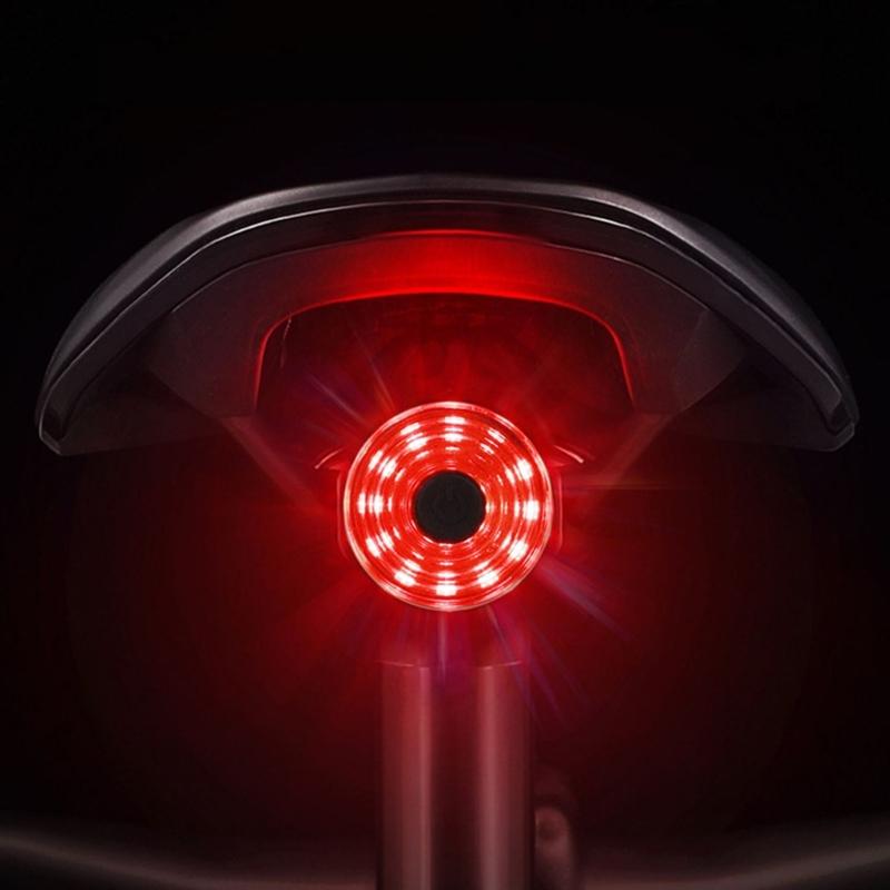 IPX6 Bike Intelligent Sensor Flashlight Smart Bikes Tail Light 7 Light Modes Quick Release Back Brake Night Riding Light