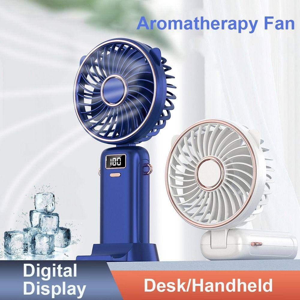 

Hanging Lanyard 4000mah Mini Hand-held Fan USB Rechargeable Folding Desk Fan Cooler Cooling