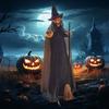 Bruxa de 1,88m com Vassoura Halloween Animatrônica, com Olhos Brilhantes