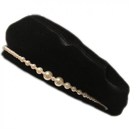 Женская бархатная шапка-берет плоская шляпа с жемчугом военная французская повседневная ретро шляпа