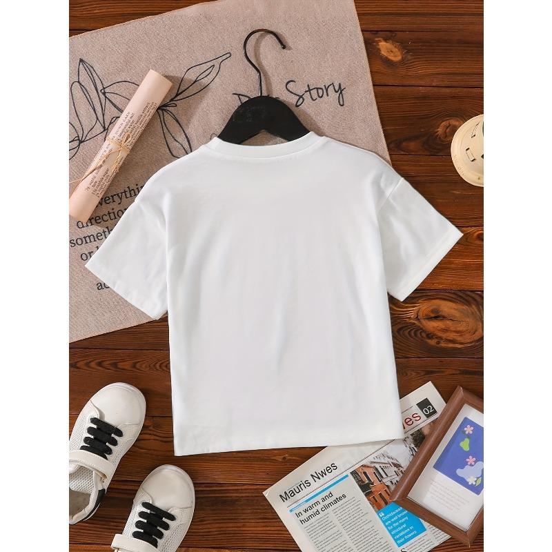 European sizes Summer Fashion Short-Sleeve T-Shirt for Girls Featuring a "Pink Dinosaur Collection" Print, a Casual And Versatile TopNY-DX4725