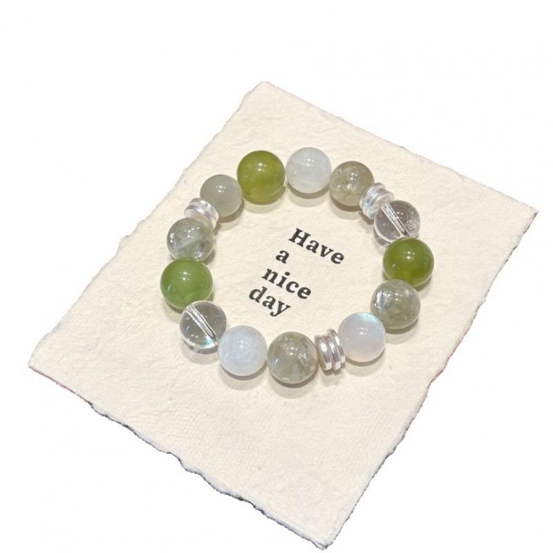 Natural Green Crystal Bracelet Light Luxury Style Handmade Women