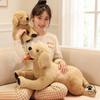 Peluche Cane Labrador Marrone Bambola Imbottita Morbida Lingua Fuori Cucciolo Sorridente Cuscino Compagno per Dormire Regalo