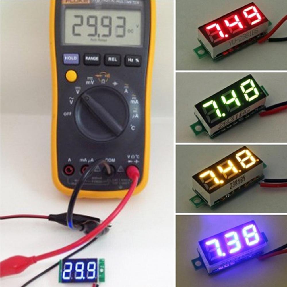 1Pc Detectors 2 Wires Mini LED Display 3-Digital Gauge Voltameter Panel Meter Voltage Voltmeter