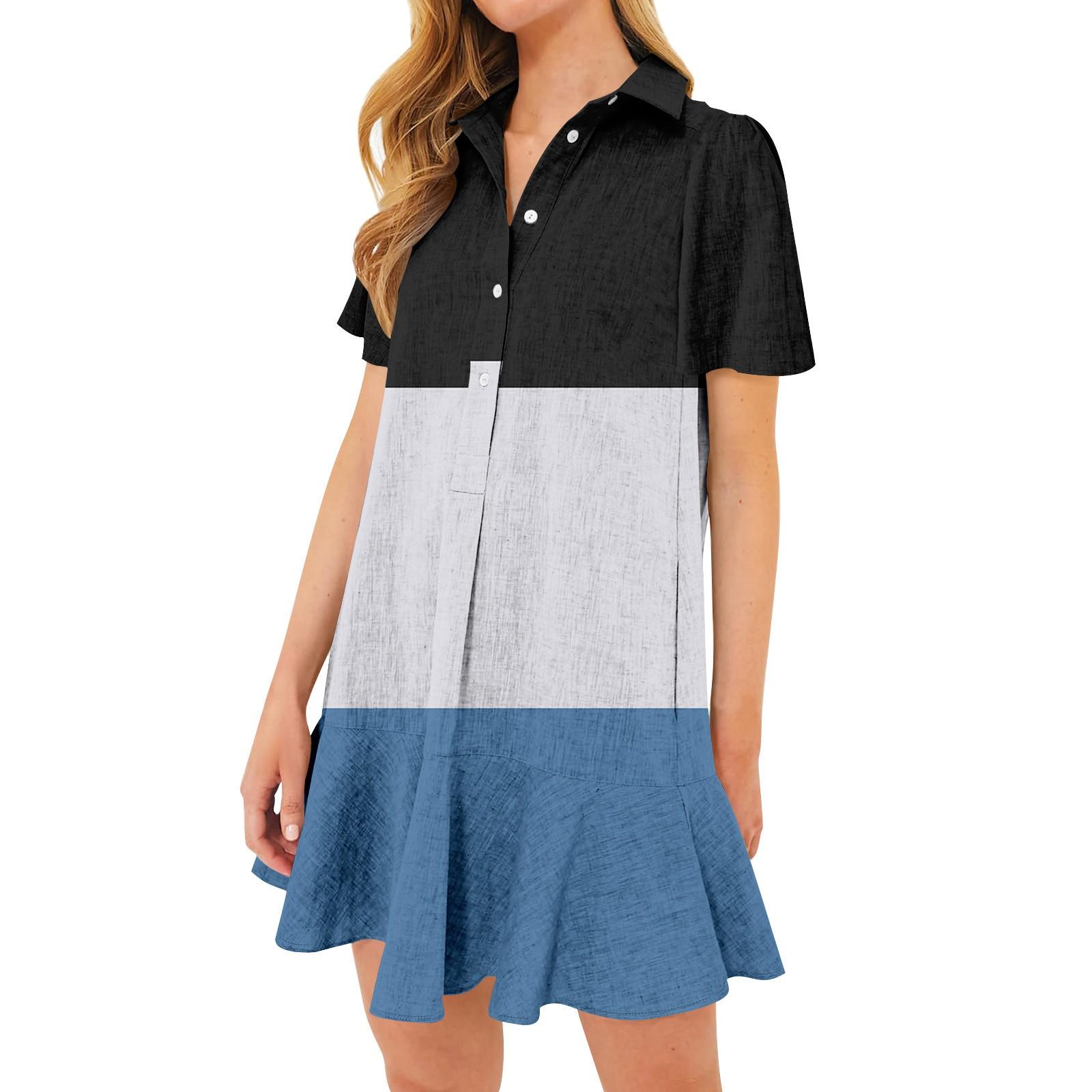 

Женская повседневная рубашка с полуоткрытым краем и рюшами в стиле пэчворк, платья с короткими рукавами и принтом XXL