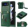 Applicable to Samsung Z Flip4/3 mobile phone case folding flip card ZFlip5/6 lanyard zipper wallet leather case