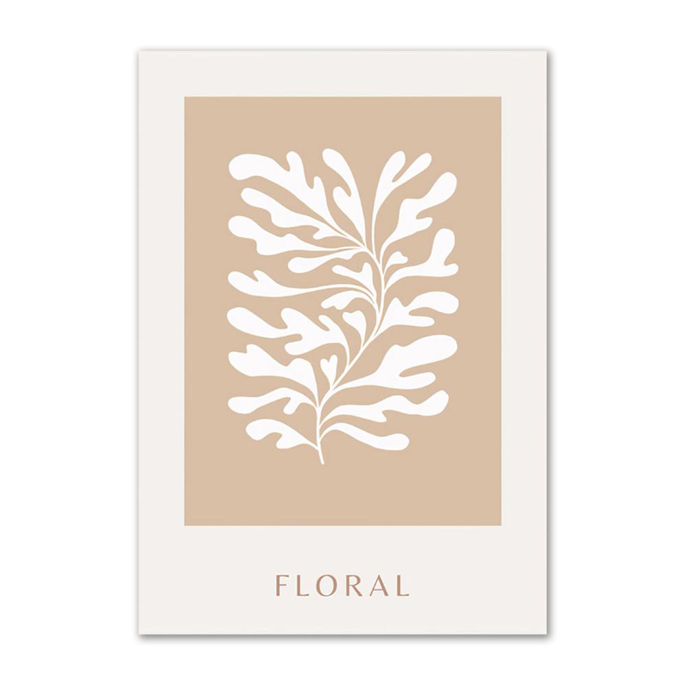 Beige Wall Poster and Prints Natural Scenery Canvas Painting Reed Palm Floral Soft Feather Line Wall Art Picture for Living Room