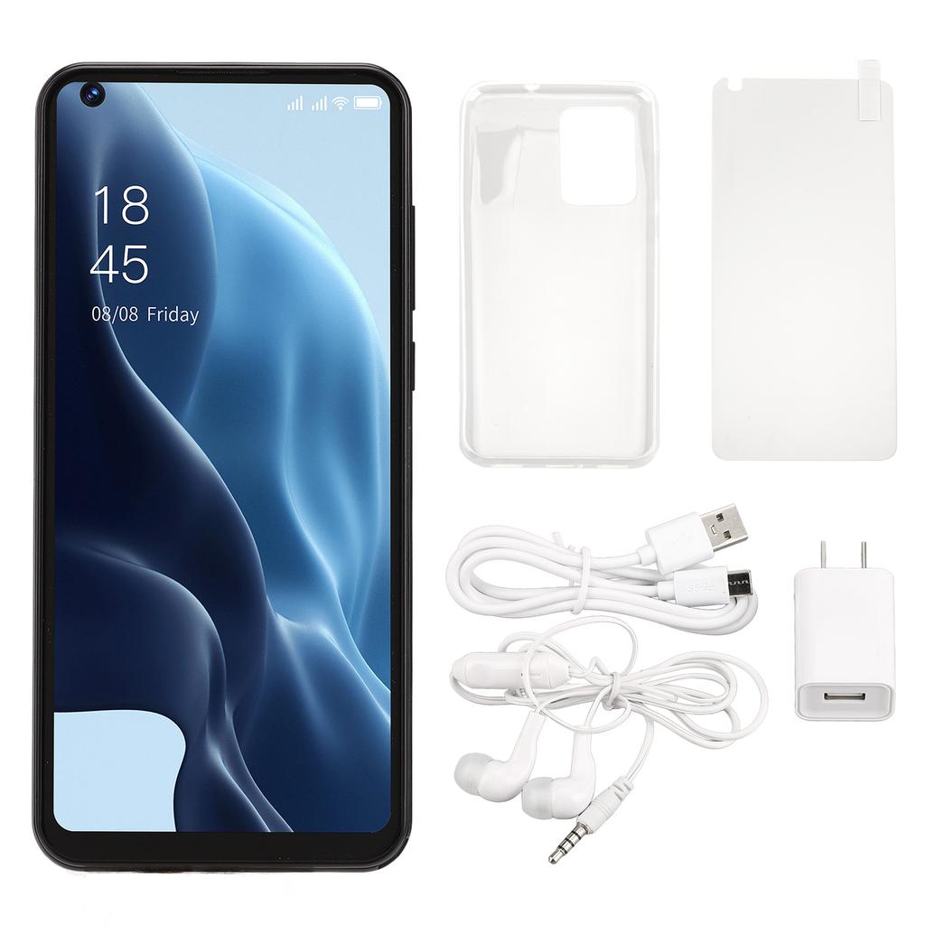 6.82 Inch HD IPS Perforated Screen Smartphone 4GB 64GB Dual Sim Face Unlock Cell Phone for Android 11 100‑240V