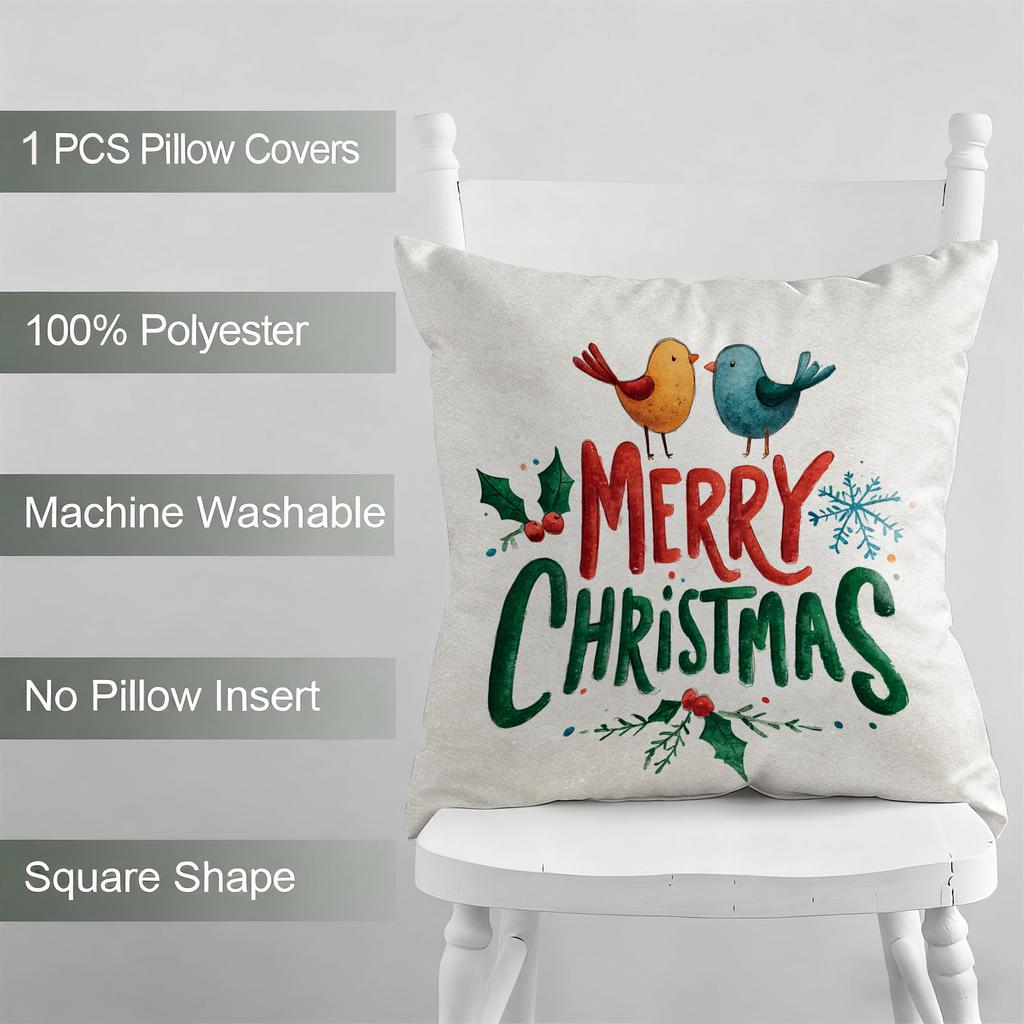Merry Christmas Green PillowcaseSuitable for Sofa, Car, Bedroom Decorative Cushion Cover Christmas Pillow Cover