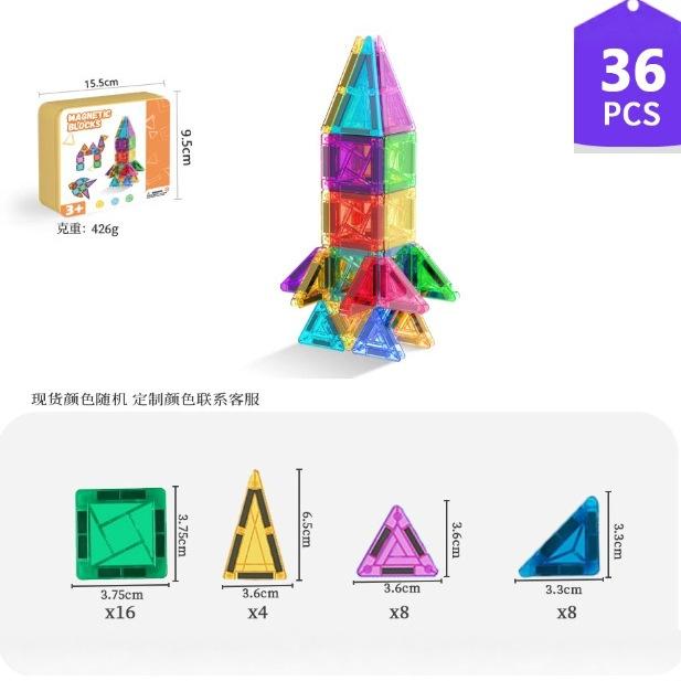 High Transparent Diamond Window Magnetic Tiles Kids Educational Magnetic Building Blocks Toy