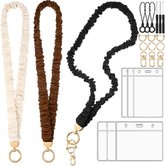Scrunchies Lanyards for Id Badges, Stretchy Lanyard for Women Teacher Nurse