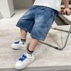 Summer Teenager Kids Shorts Young Boys Loose Denim Pants Tween Children Straight Washed Jeans Shorts Fit 12-13 Years
