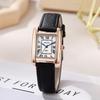 Chic Retro Square Women's Classic Quartz Watch with Leather Strap - Trendy and Stylish for Students