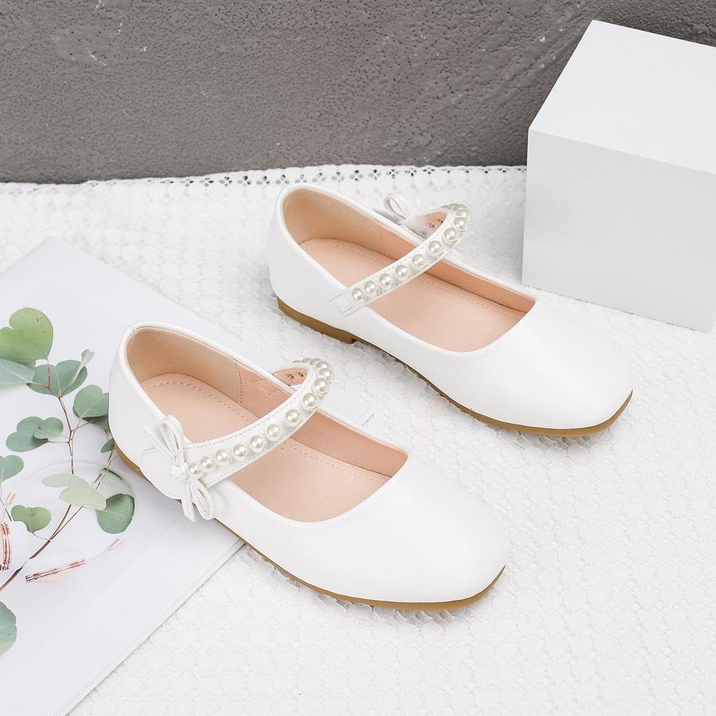 Girls' Spring & Autumn Princess Soft-Soled Leather Shoes: Stylish White Baby & Student Performance Footwear