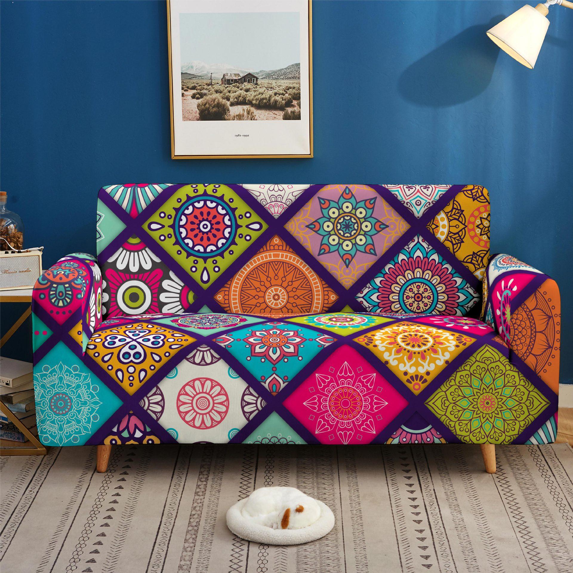 Dust And Non-Slip Elastic Sofa Cover Universal All-Inclusive Sofa Cover Geometric Shape Fabric American Cover Towel 90 * 140Cm single seat