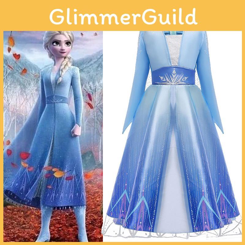Elegant Girl Frozen 2 Elsa Dress Snow Queen Princess Cosplay Costume For Kids 3-10 Years