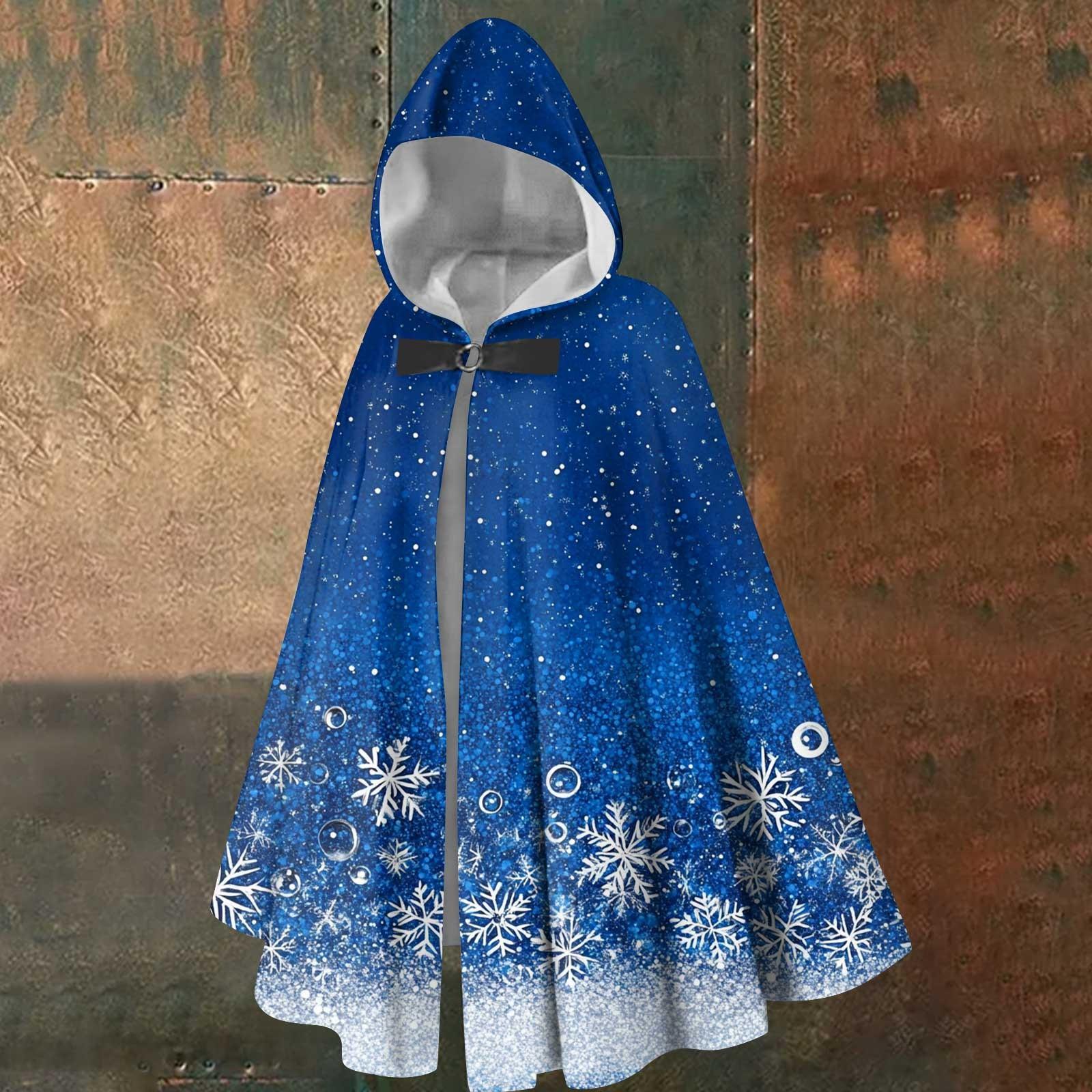 

Рождественский принт - унисекс ретро вертикальная накидка длинная накидка с капюшоном One Size синий