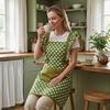 Twill Cotton Apron with Polka Dot & Ruffle Straps Water-Resistant Kitchen Apron for Cooking Baking Breathable Large Front Pocket Home Apron