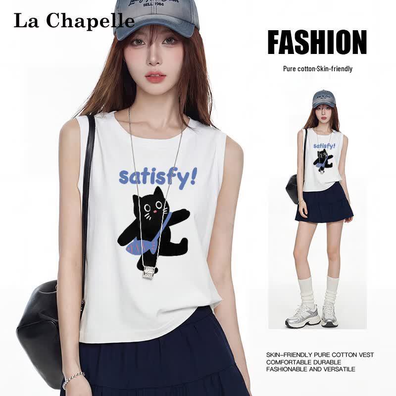 La Chapelle Women s Printed Cotton Sleeveless T-Shirt L