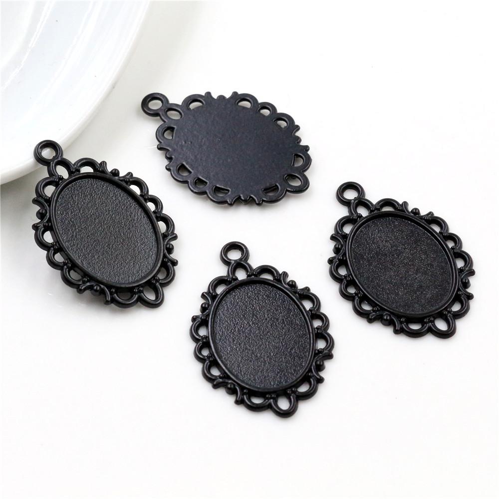 10 Stück 13x18mm Innengröße Einfacher ovaler Anhänger im Vintage-Stil Cameo Cabochon Rohling für Charms Anhänger Halskettenzubehör