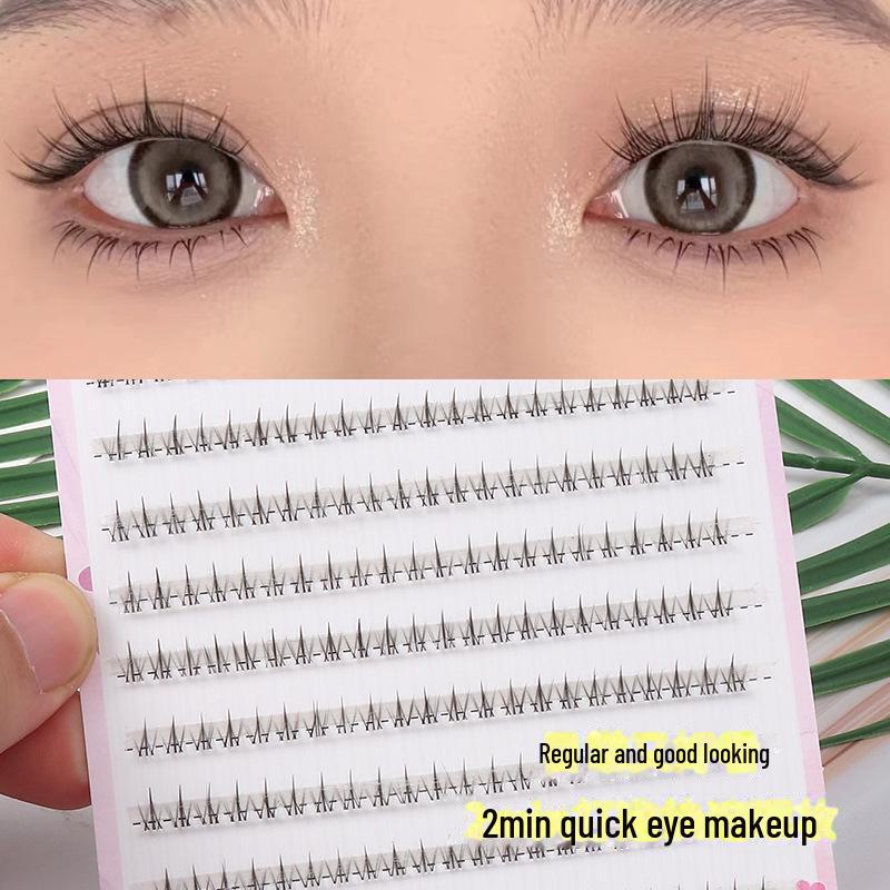 "Small Flame Lower Lash Clusters: Natural-Look False Eyelashes with Transparent Band"