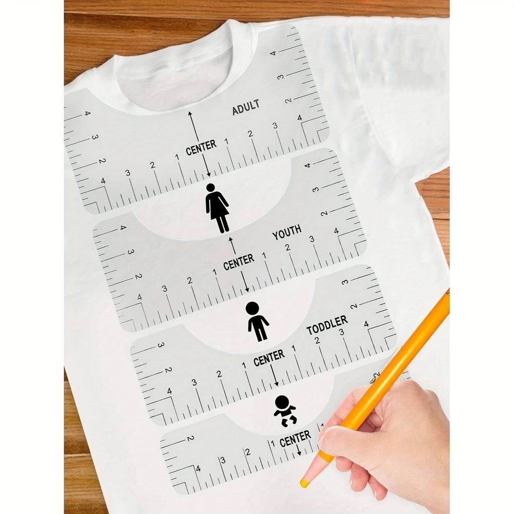 4 Stück/Set T-Shirt Lineal-Führer, T-Shirt Lineale zum Zentrieren von Designs, Tasche Logo, Passend für Transferpresse, Ausrichtung, Messung Vorder- und Rückseite
