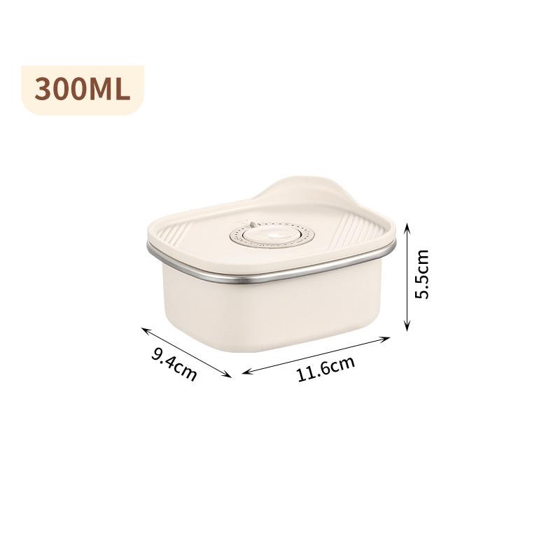 

1 шт. Роскошный контейнер для еды в холодильник из нержавеющей стали 304, с выпуском воздуха, для мяса и овощей, хрустящий, можно использовать в микроволновой печи, ланч-бокс из нержавеющей стали 300ML