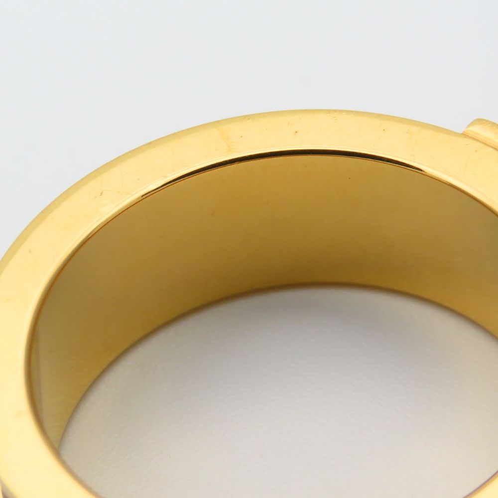 Used HERMES Scarf ring Kelly Cadena motif metal/leather 14.7g gold Brown plating