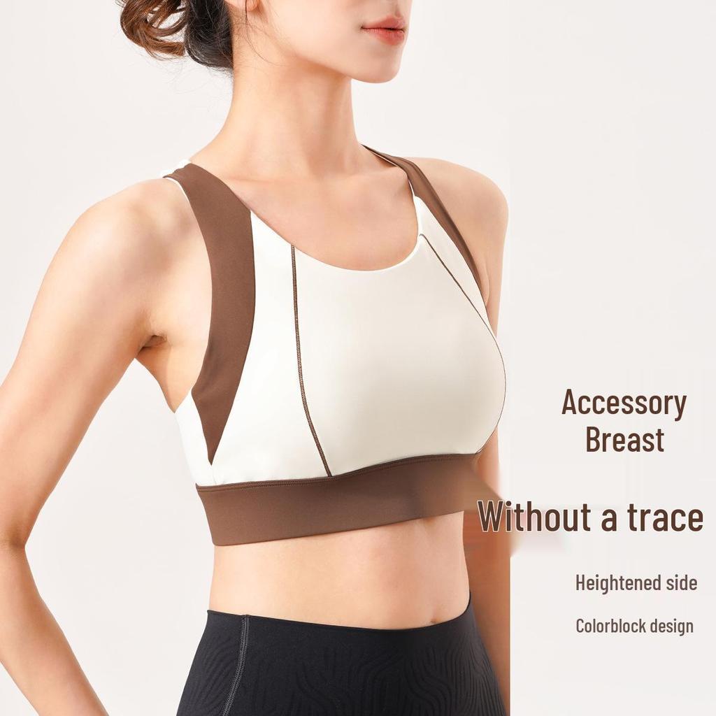 Autumn-Winter Colorblock Sports Bra: High-Intensity Support for Running & Yoga