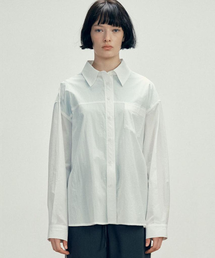 MALOUPE 4121 Summer Nylon Oversized Shirt (White)