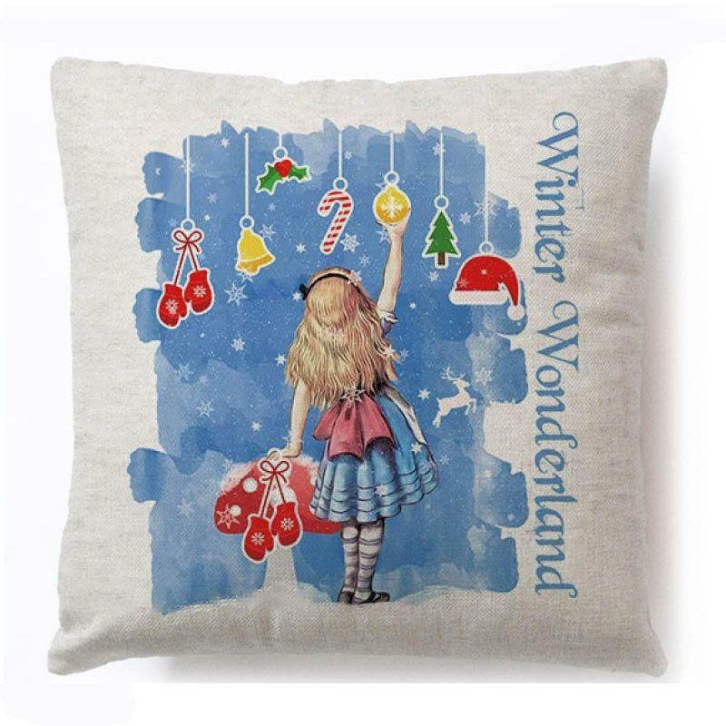 Cotton Linen Alice In Wonderland Pillow Case For A Charming Decor**