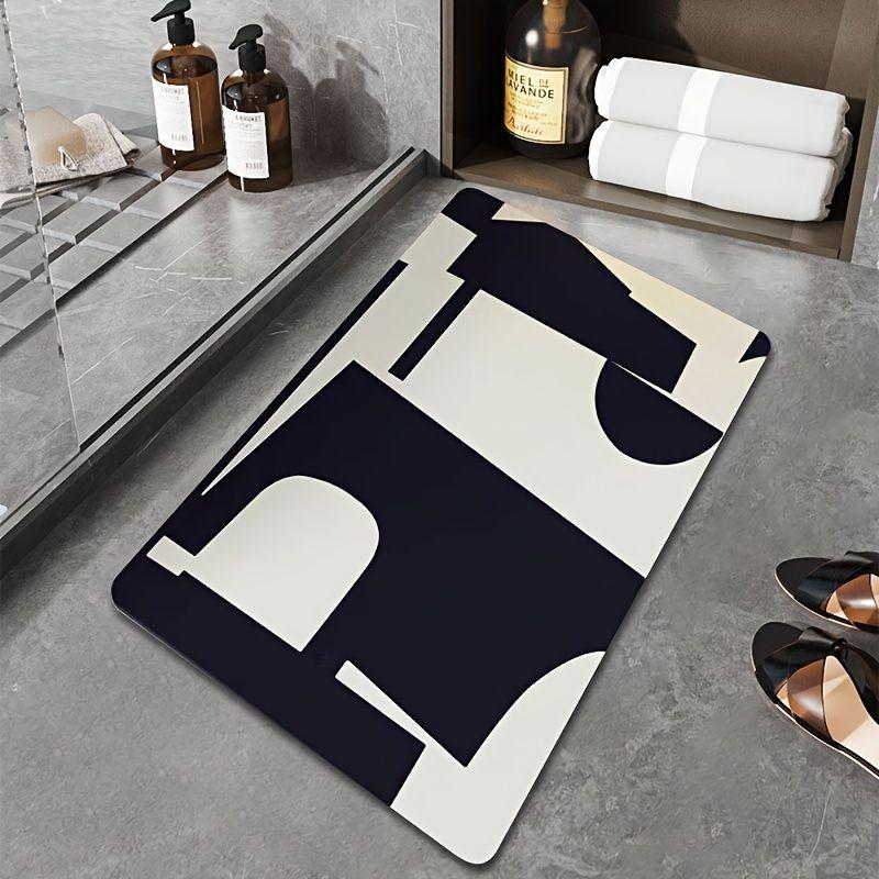 Nordic Abstract Style Bath Mat Diatom Mud Bathroom Non-slip Floor Mats Super Absorbent Entrance Carpet Toilet Rug for Home Decor