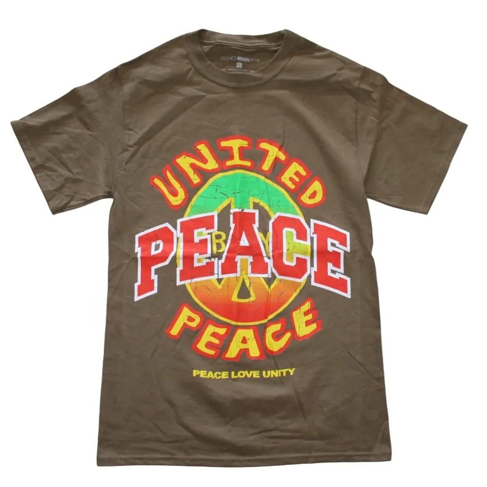 Peace Love Unity, United by Peace Men s Graphic Print T-Shirt - NWT XXL